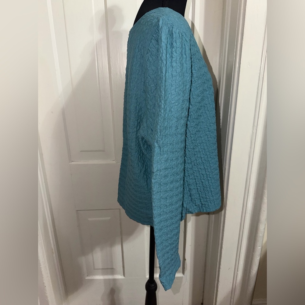 NWT Maurices 1X Teal Textured Long Sleeve Top, shirt, blouse cute - Picture 3 of 6